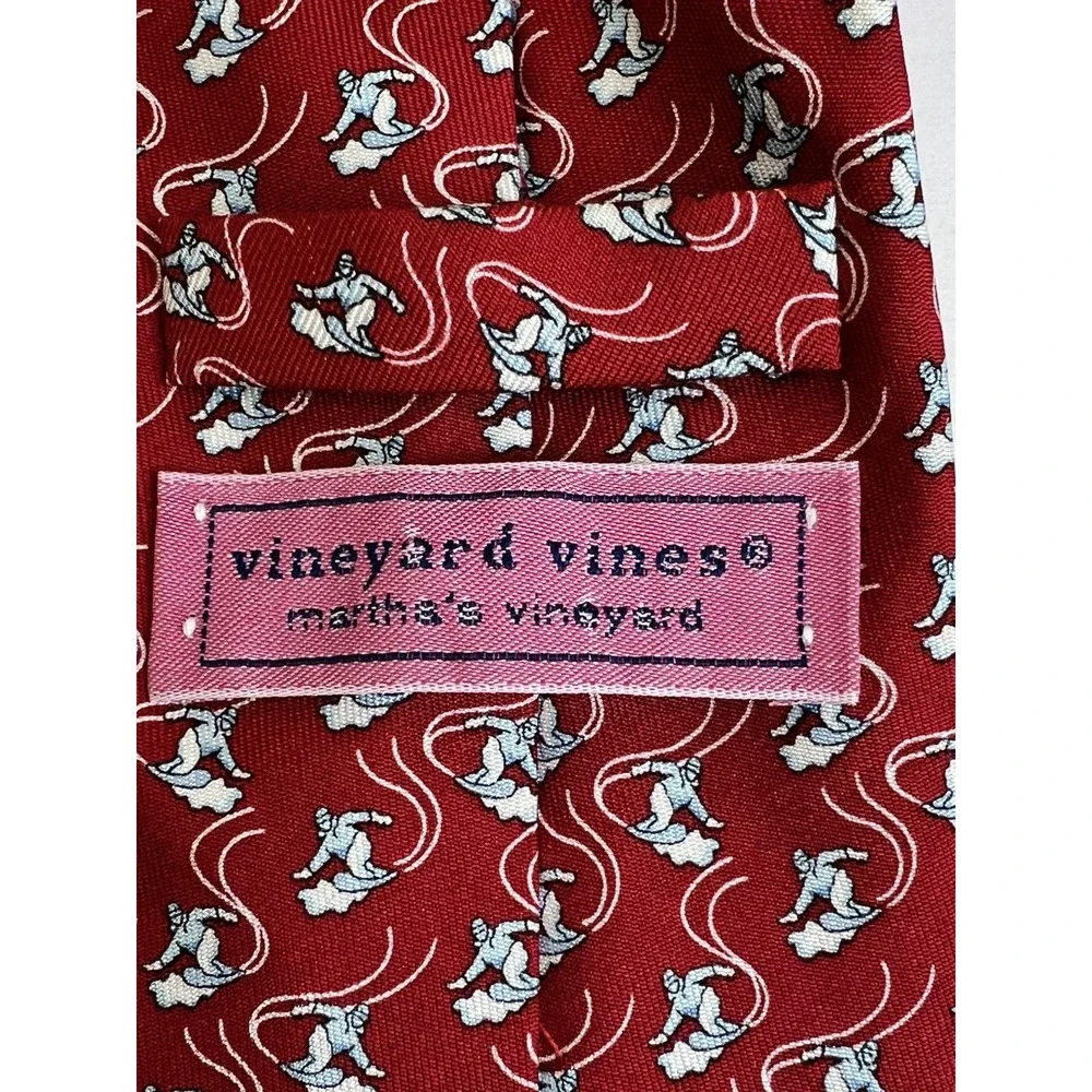Vineyard Vines Snowboard Tie Red Silk Snow Winter Business Preppy Work